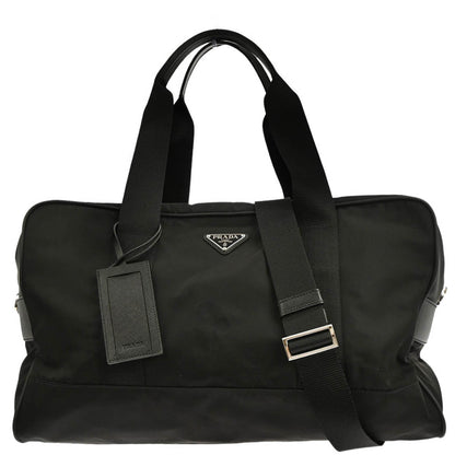 Prada Black Nylon 2way Duffle Shoulder Handbag