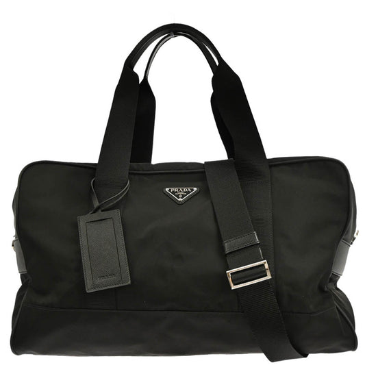 Prada Black Nylon 2way Duffle Shoulder Handbag