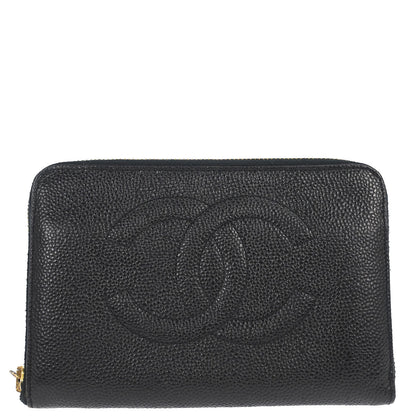 Chanel 1996-1997 Black Caviar Skin Wallet Purse