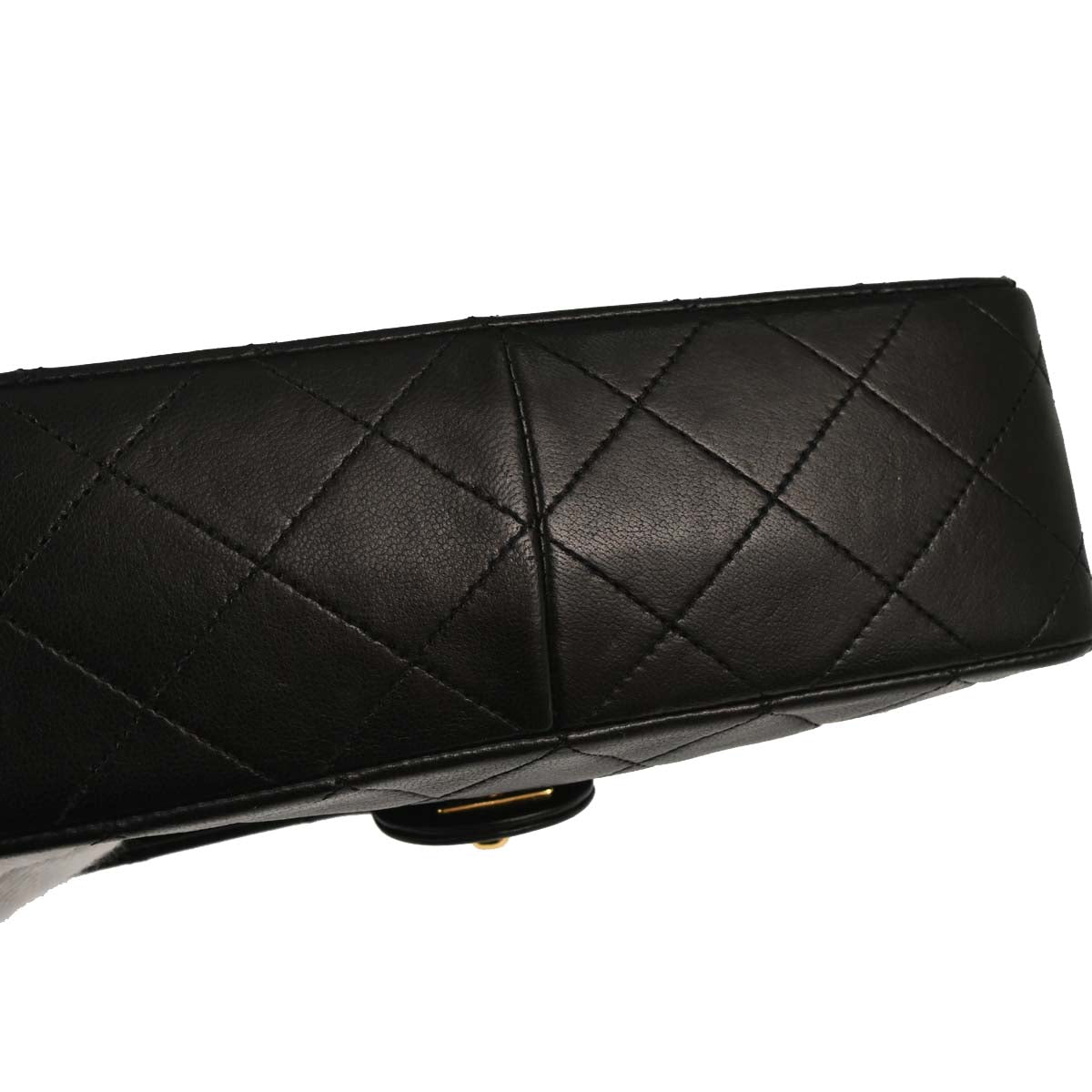 Chanel 1989-1991 Black Lambskin Classic Square Flap Shoulder Bag 20