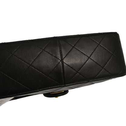Chanel 1989-1991 Black Lambskin Classic Square Flap Shoulder Bag 20
