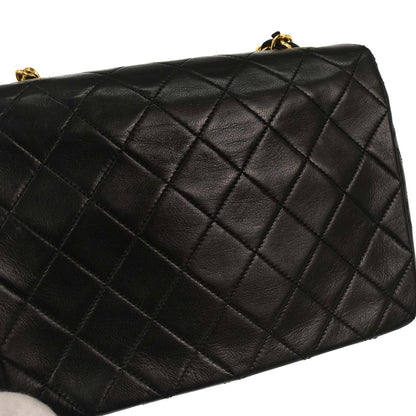 Chanel 1989-1991 Black Lambskin Classic Square Flap Shoulder Bag 20