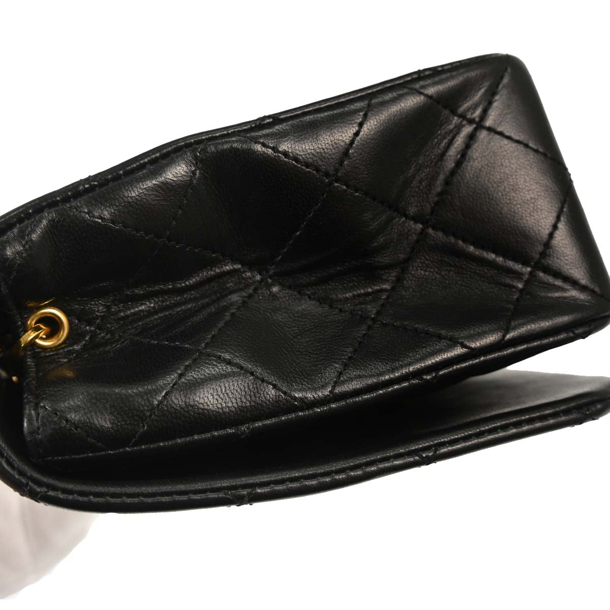 Chanel 1989-1991 Black Lambskin Turnlock Small Full Flap Shoulder Bag