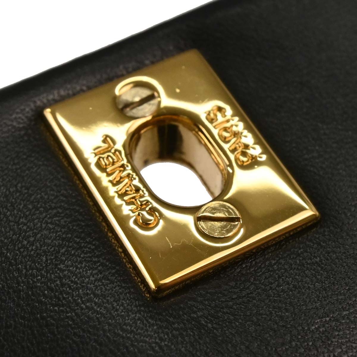 Chanel 1989-1991 Black Lambskin Turnlock Small Full Flap Shoulder Bag
