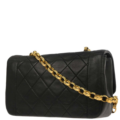Chanel 1989-1991 Black Lambskin Single Flap Shoulder Bag