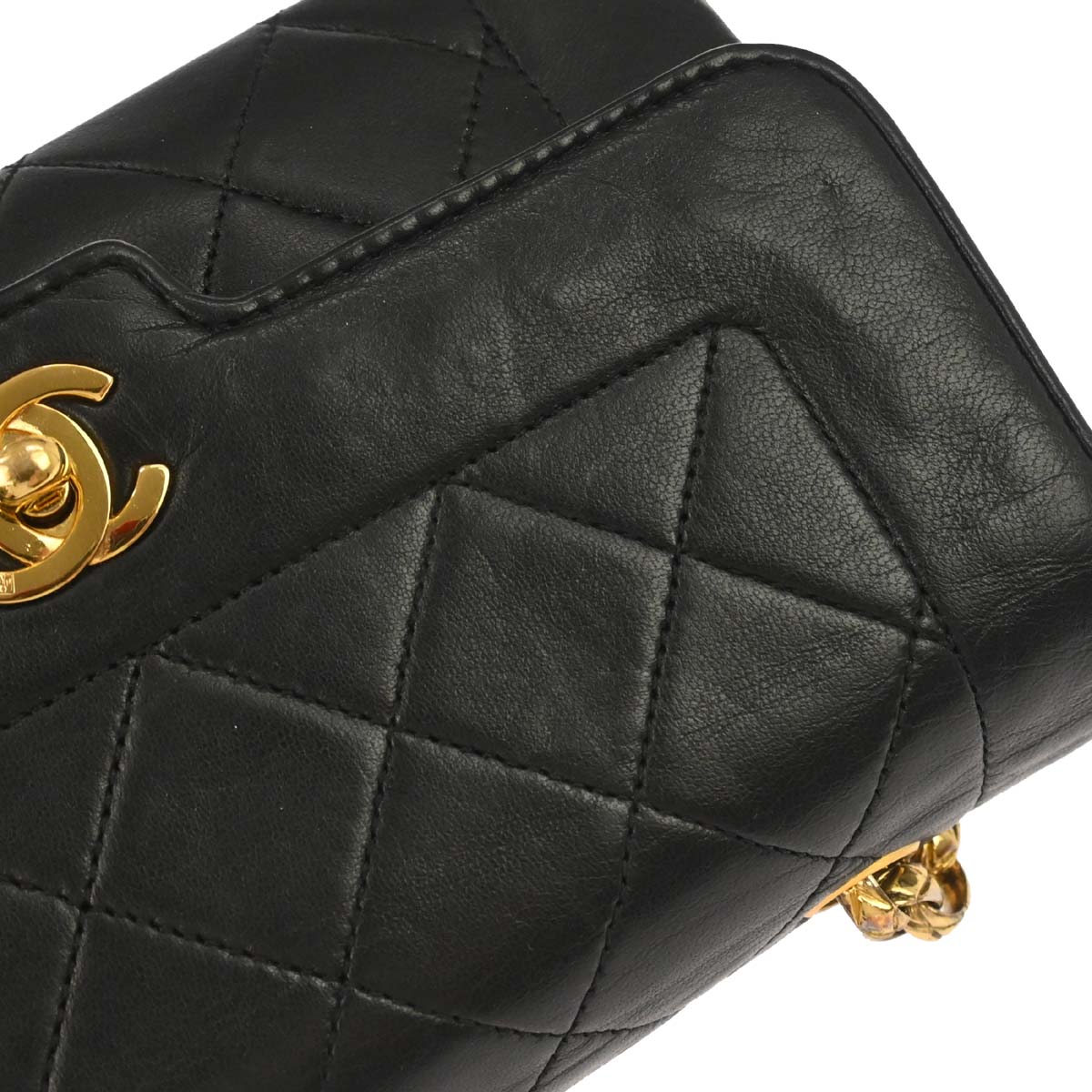 Chanel 1989-1991 Black Lambskin Single Flap Shoulder Bag