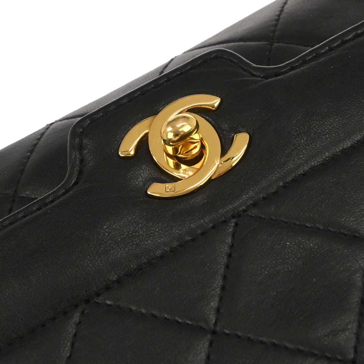 Chanel 1989-1991 Black Lambskin Single Flap Shoulder Bag