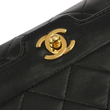 Chanel 1989-1991 Black Lambskin Single Flap Shoulder Bag