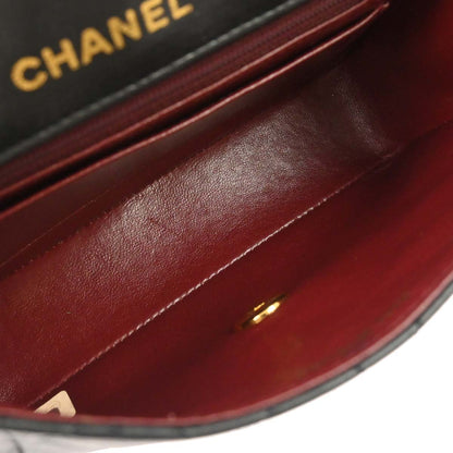 Chanel 1989-1991 Black Lambskin Single Flap Shoulder Bag