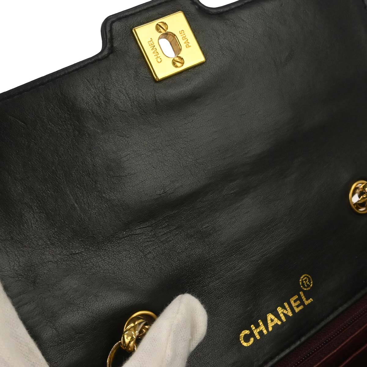 Chanel 1989-1991 Black Lambskin Single Flap Shoulder Bag