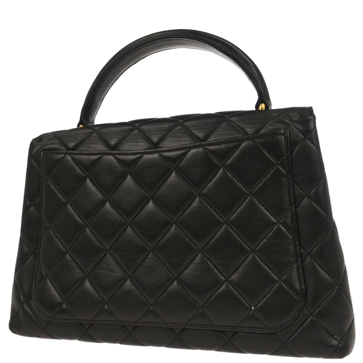Chanel 1996-1997 Black Lambskin Kelly Top Handle Handbag