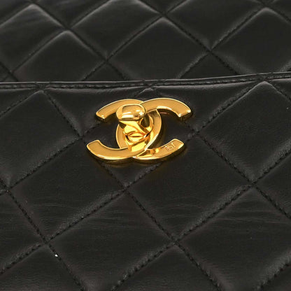 Chanel 1996-1997 Black Lambskin Kelly Top Handle Handbag