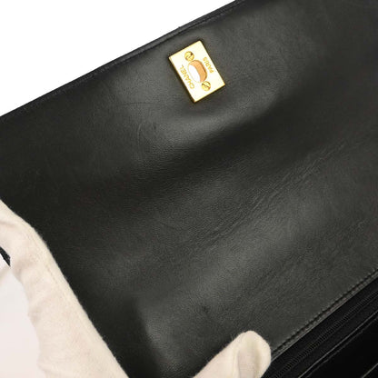 Chanel 1996-1997 Black Lambskin Kelly Top Handle Handbag