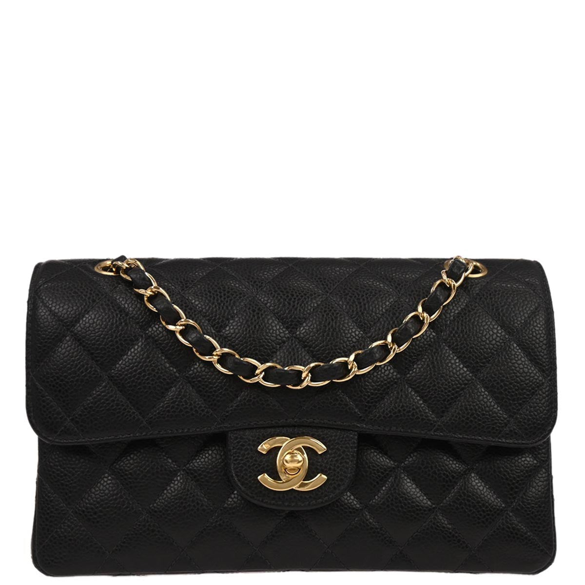 Chanel Black Caviar Skin Small Classic Double Flap Shoulder Bag