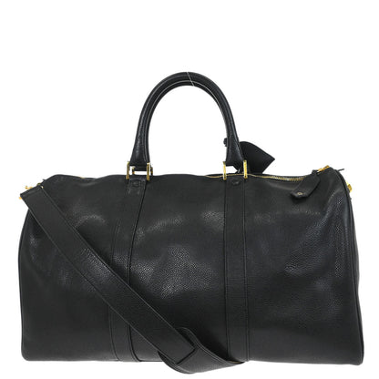 Chanel 1994-1996 Black Caviar Skin 2way Shoulder Duffle Bag