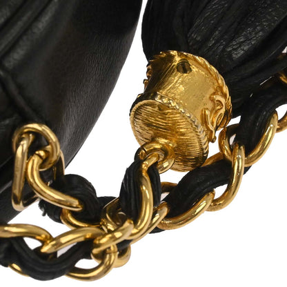 Chanel 1989-1991 Black Lambskin Fringe Shoulder Bag