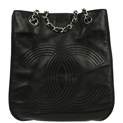 Chanel 1996-1997 Black Lambskin Chain Shoulder Bag