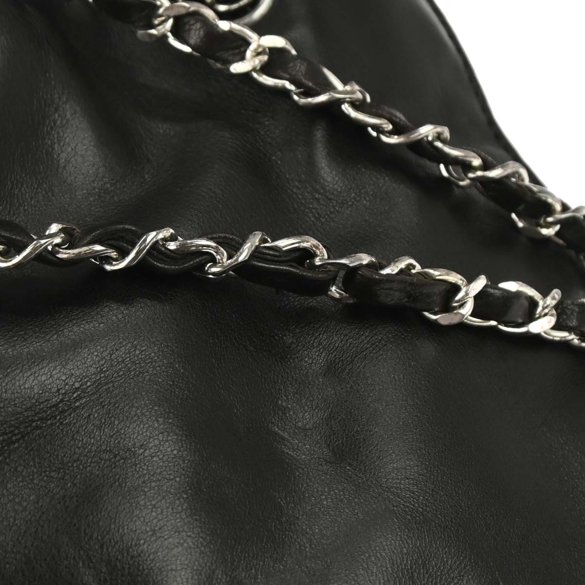 Chanel 1996-1997 Black Lambskin Chain Shoulder Bag