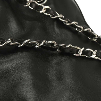 Chanel 1996-1997 Black Lambskin Chain Shoulder Bag
