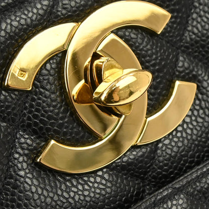 Chanel 1994-1996 Black Caviar Skin Tote Chain Handbag