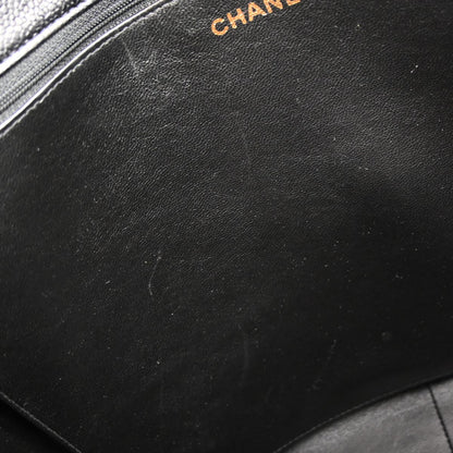 Chanel 1994-1996 Black Caviar Skin Tote Chain Handbag