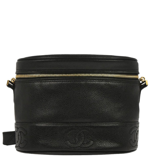 Chanel Black Caviar Skin Triple CC Shoulder Bag