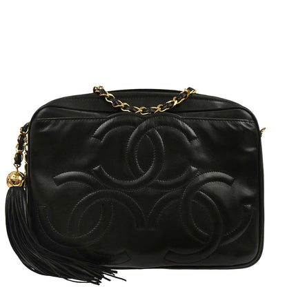 Chanel Black Lambskin Triple CC Camera Bag Small