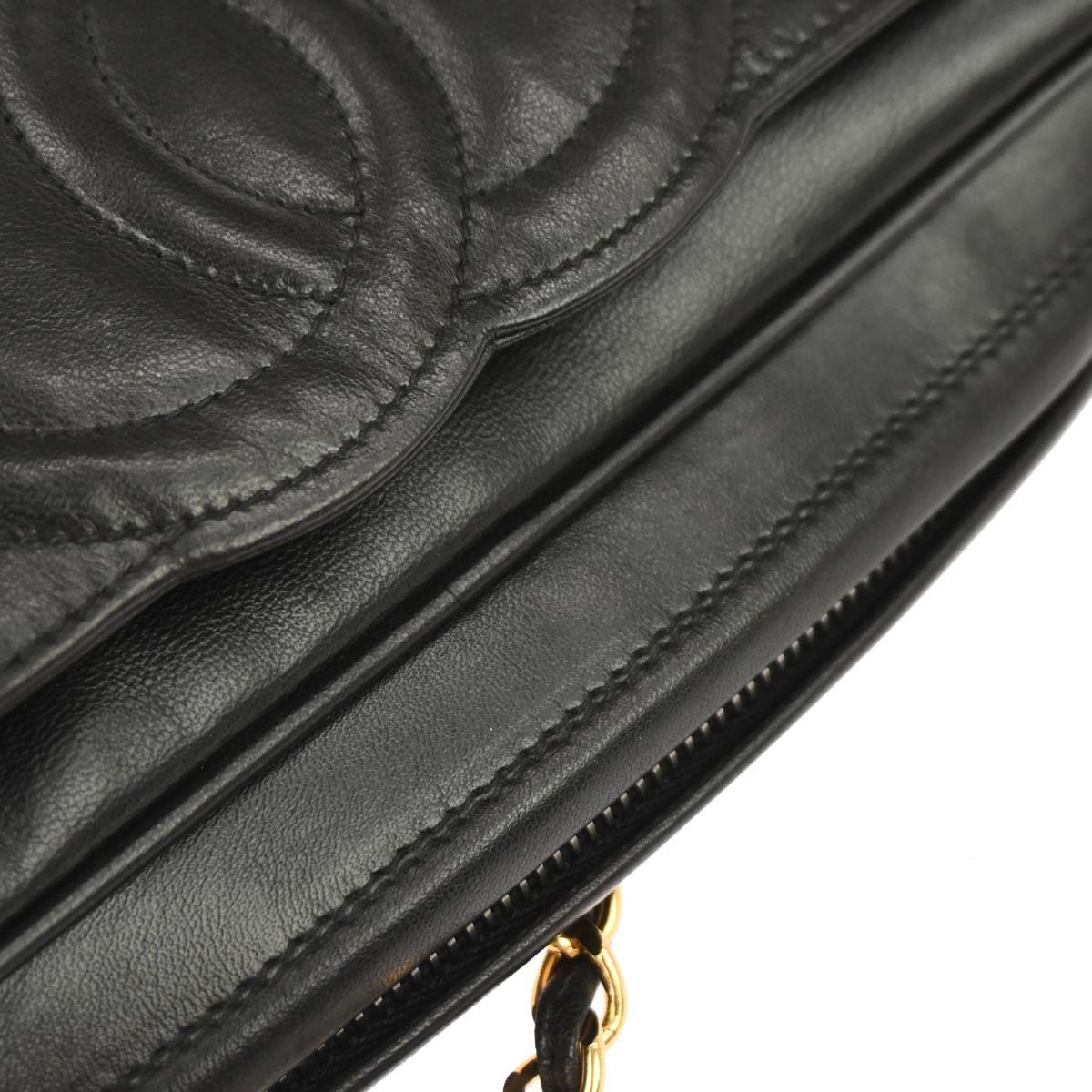 Chanel Black Lambskin Triple CC Camera Bag Small