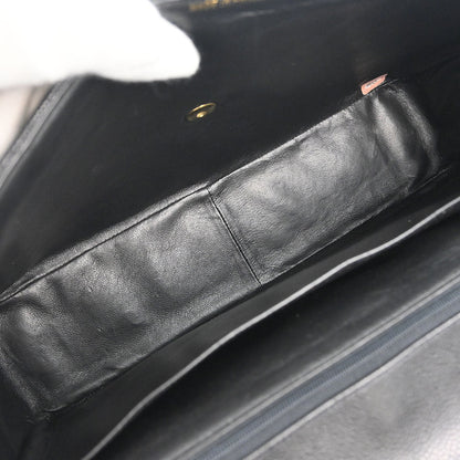 Chanel 1991-1994 Black Caviar Skin Chevron Maxi Classic Flap Shoulder Bag