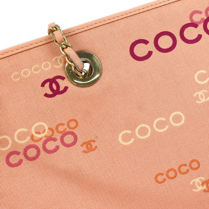 Chanel 2002-2003 Pink Canvas COCO Tote Handbag