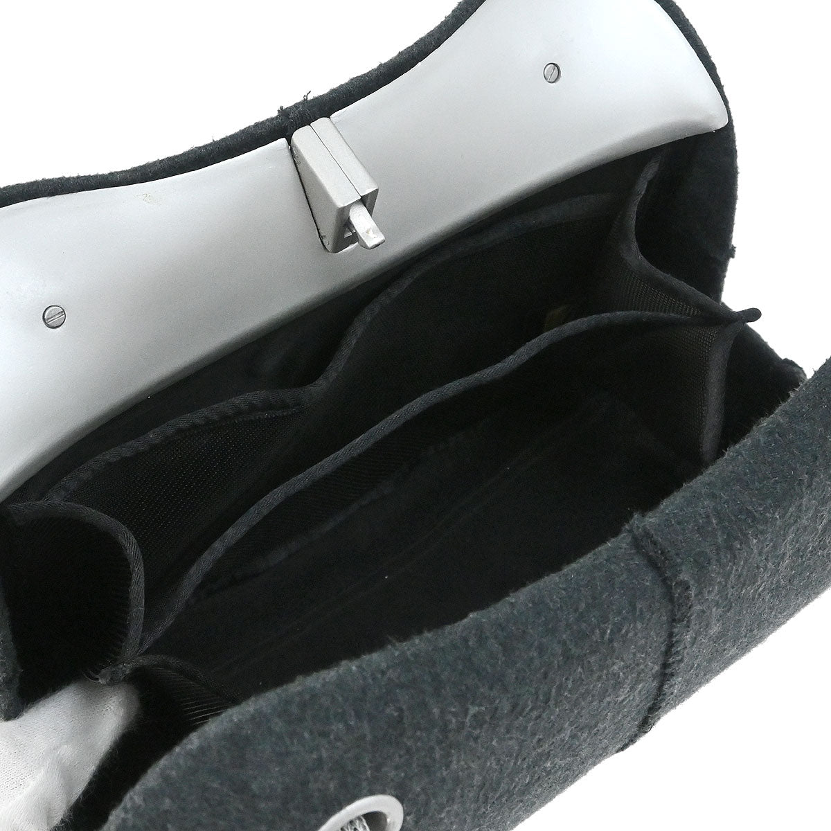 Chanel 1997-1999 Gray Felt Hip Bag Shoulder Bag