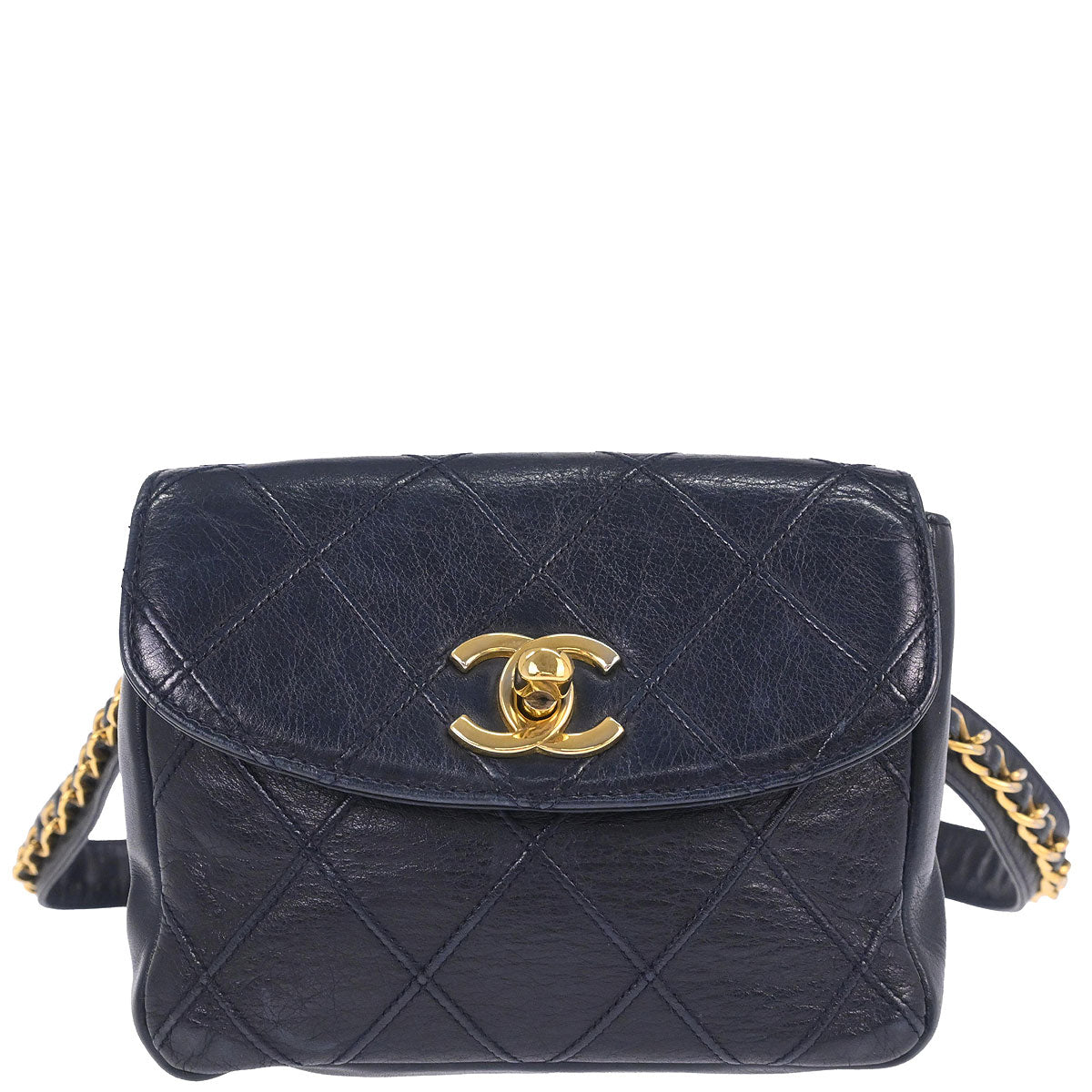 Chanel Navy Lambskin Bicolore Bum Belt Waist Bag #85/34