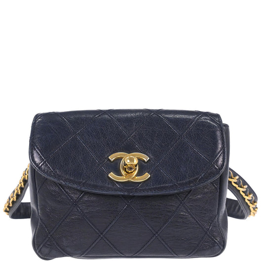 Chanel Navy Lambskin Bicolore Bum Belt Waist Bag #85/34