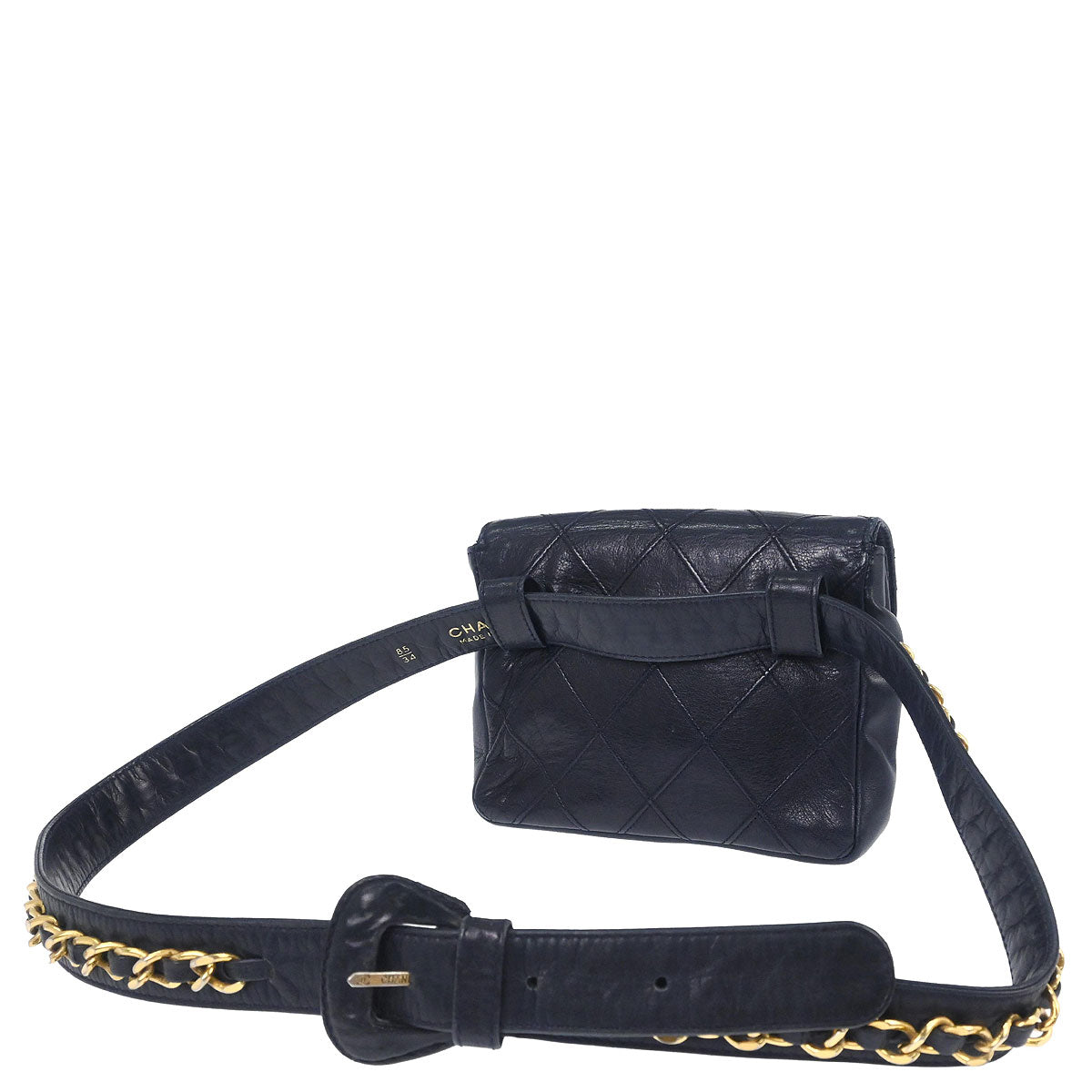 Chanel Navy Lambskin Bicolore Bum Belt Waist Bag #85/34