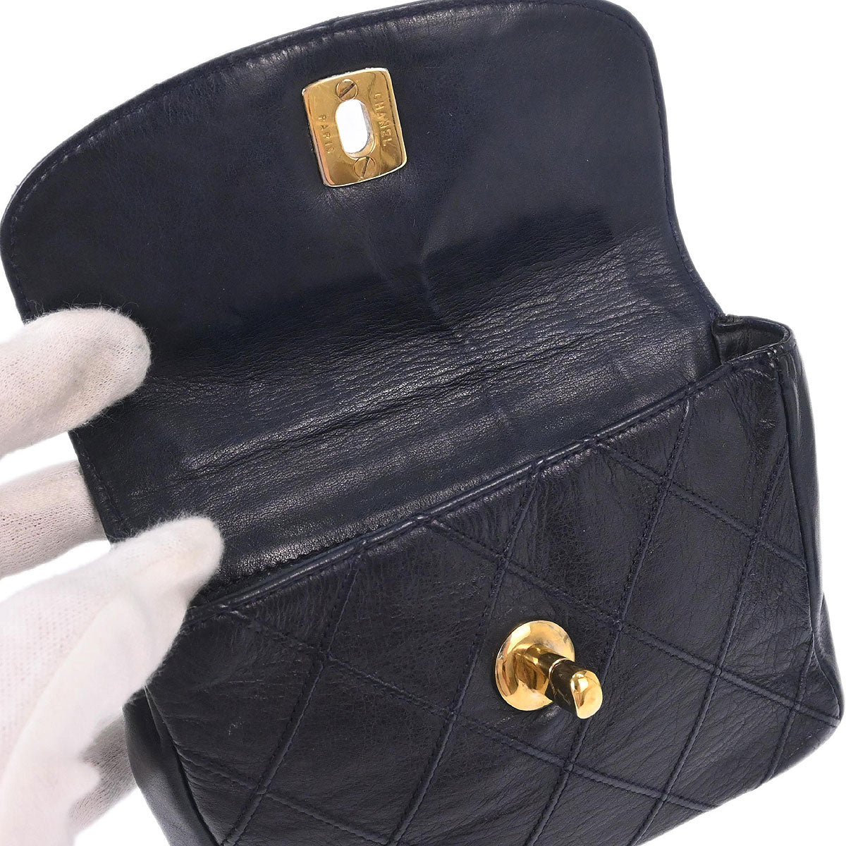 Chanel Navy Lambskin Bicolore Bum Belt Waist Bag #85/34