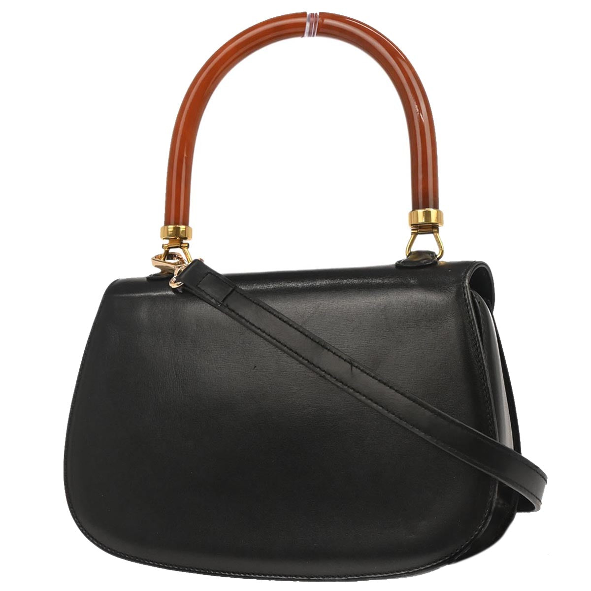 Gucci Black Acrylic Handle 2way Shoulder Handbag