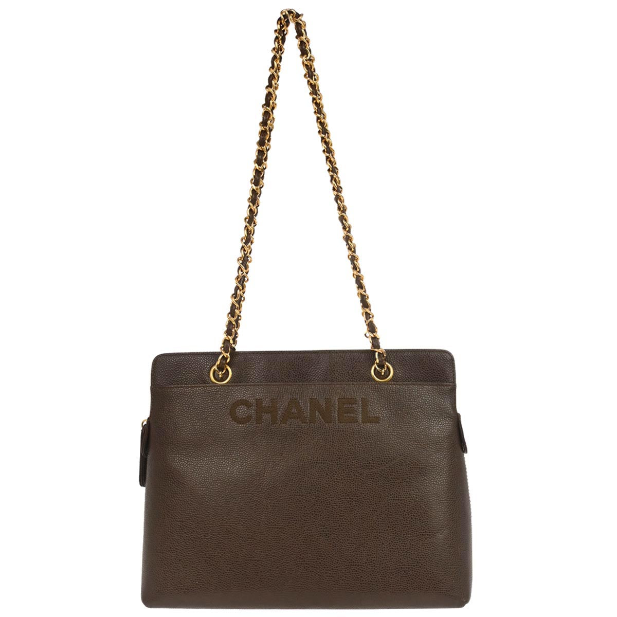 Chanel 1997-1999 Brown Caviar Skin Tote Handbag