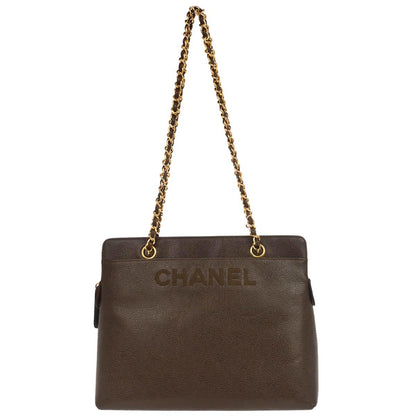 Chanel 1997-1999 Brown Caviar Skin Tote Handbag