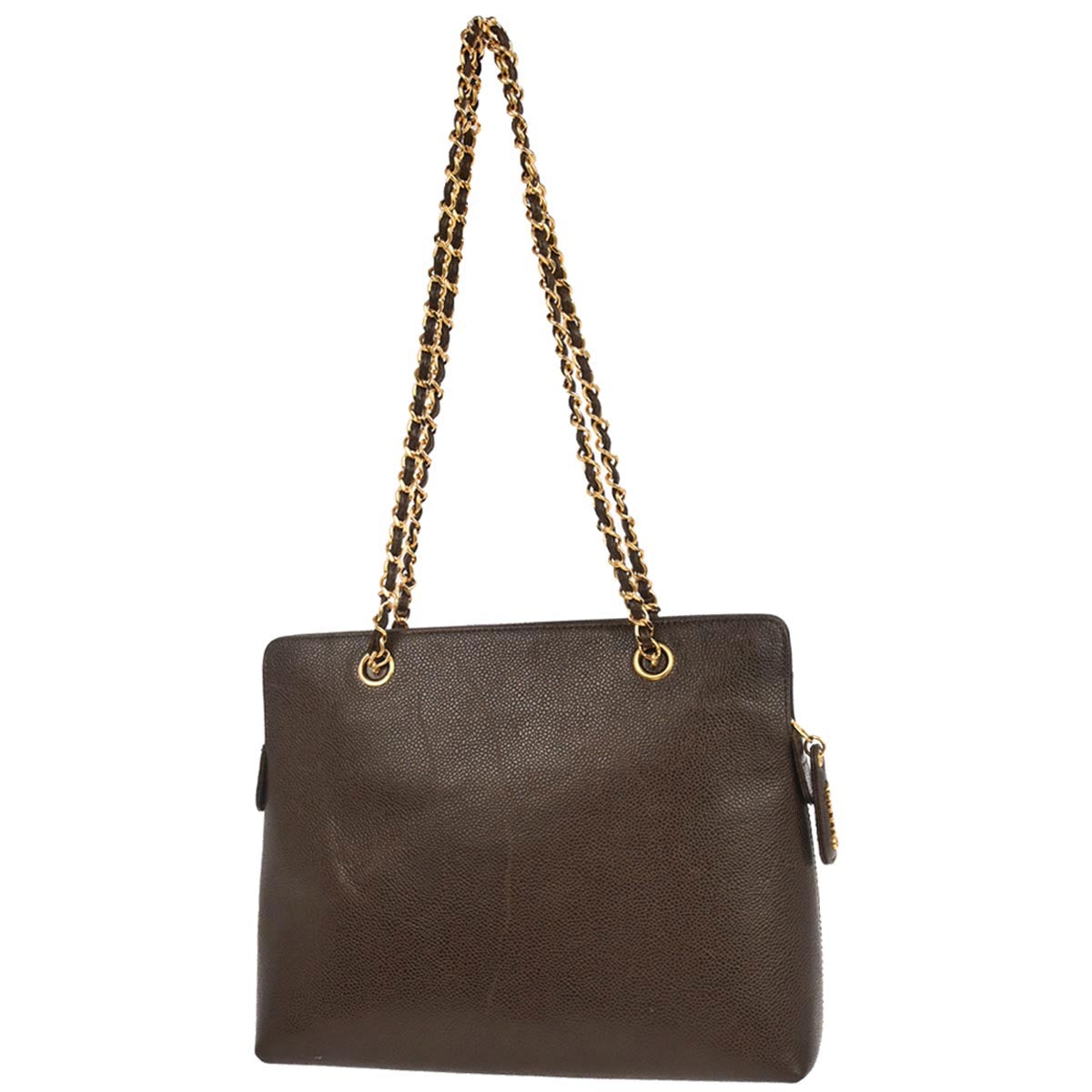 Chanel 1997-1999 Brown Caviar Skin Tote Handbag