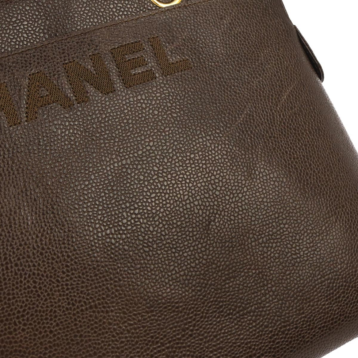 Chanel 1997-1999 Brown Caviar Skin Tote Handbag