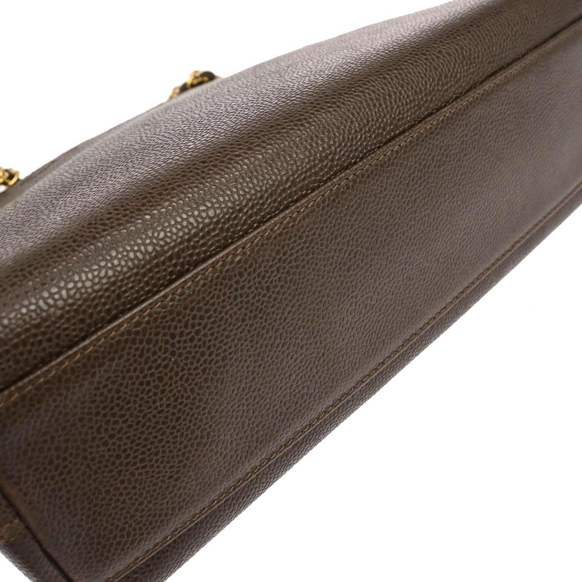 Chanel 1997-1999 Brown Caviar Skin Tote Handbag
