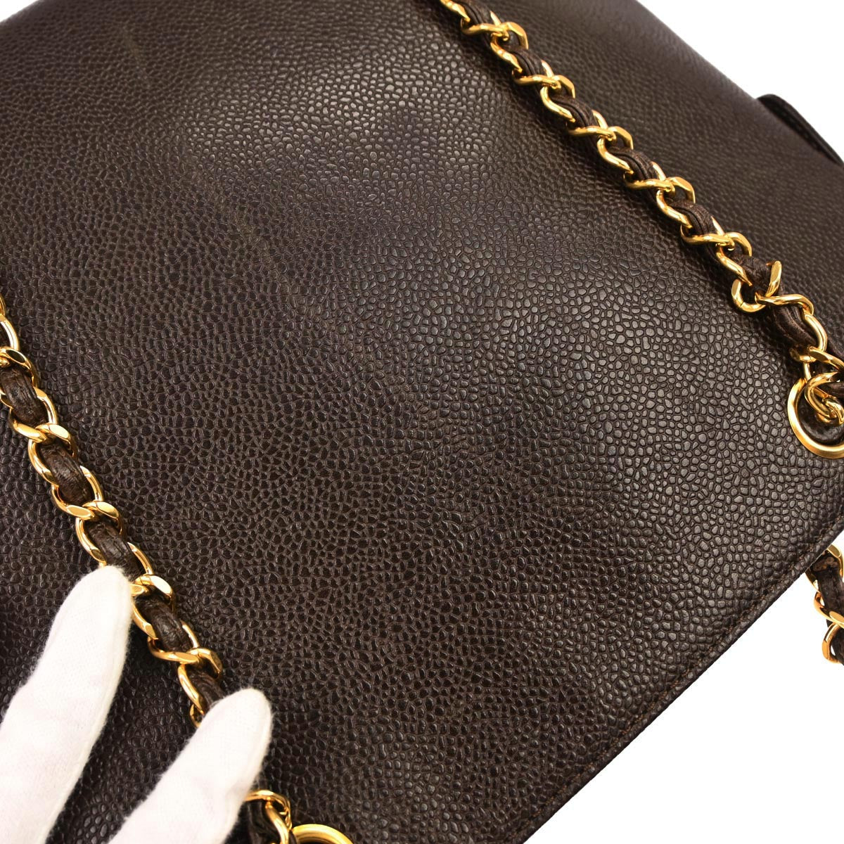 Chanel 1997-1999 Brown Caviar Skin Tote Handbag