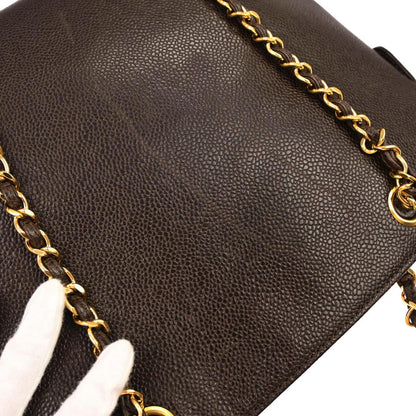 Chanel 1997-1999 Brown Caviar Skin Tote Handbag