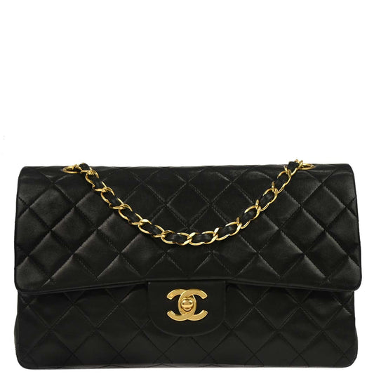 Chanel Black Lambskin Medium Classic Double Flap Shoulder Bag
