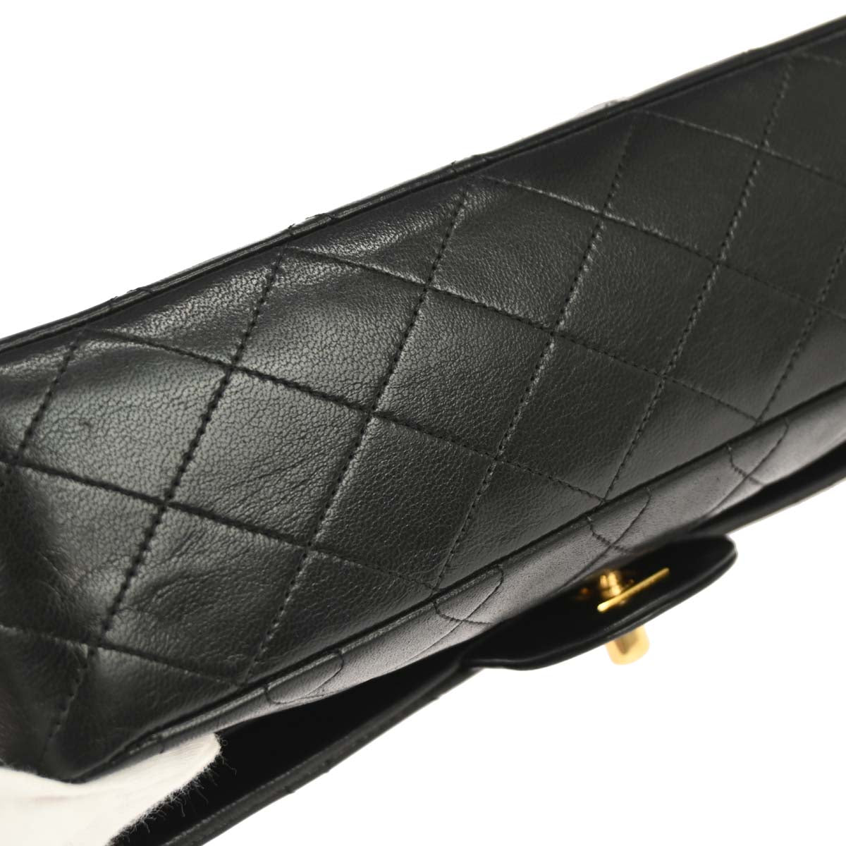 Chanel 1989-1991 Black Lambskin Medium Classic Double Flap Shoulder Bag