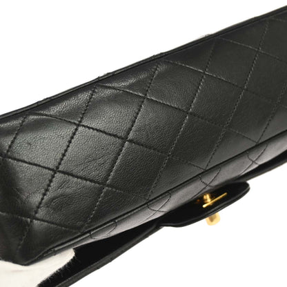 Chanel 1989-1991 Black Lambskin Medium Classic Double Flap Shoulder Bag