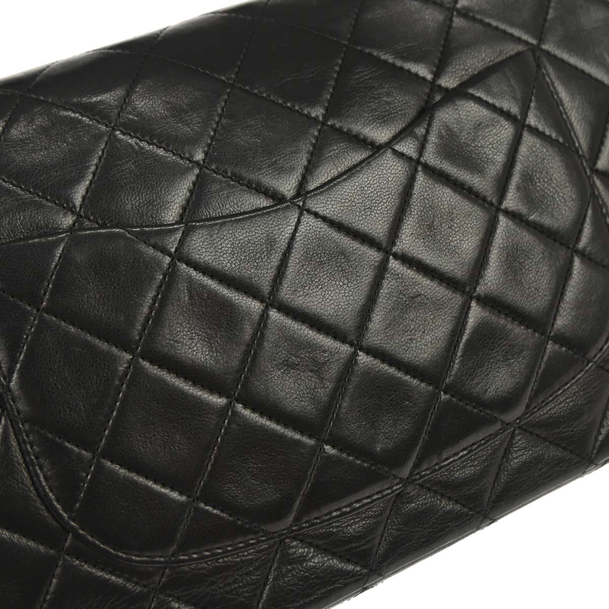 Chanel 1989-1991 Black Lambskin Medium Classic Double Flap Shoulder Bag