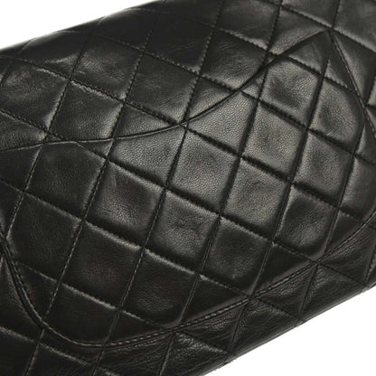 Chanel 1989-1991 Black Lambskin Medium Classic Double Flap Shoulder Bag