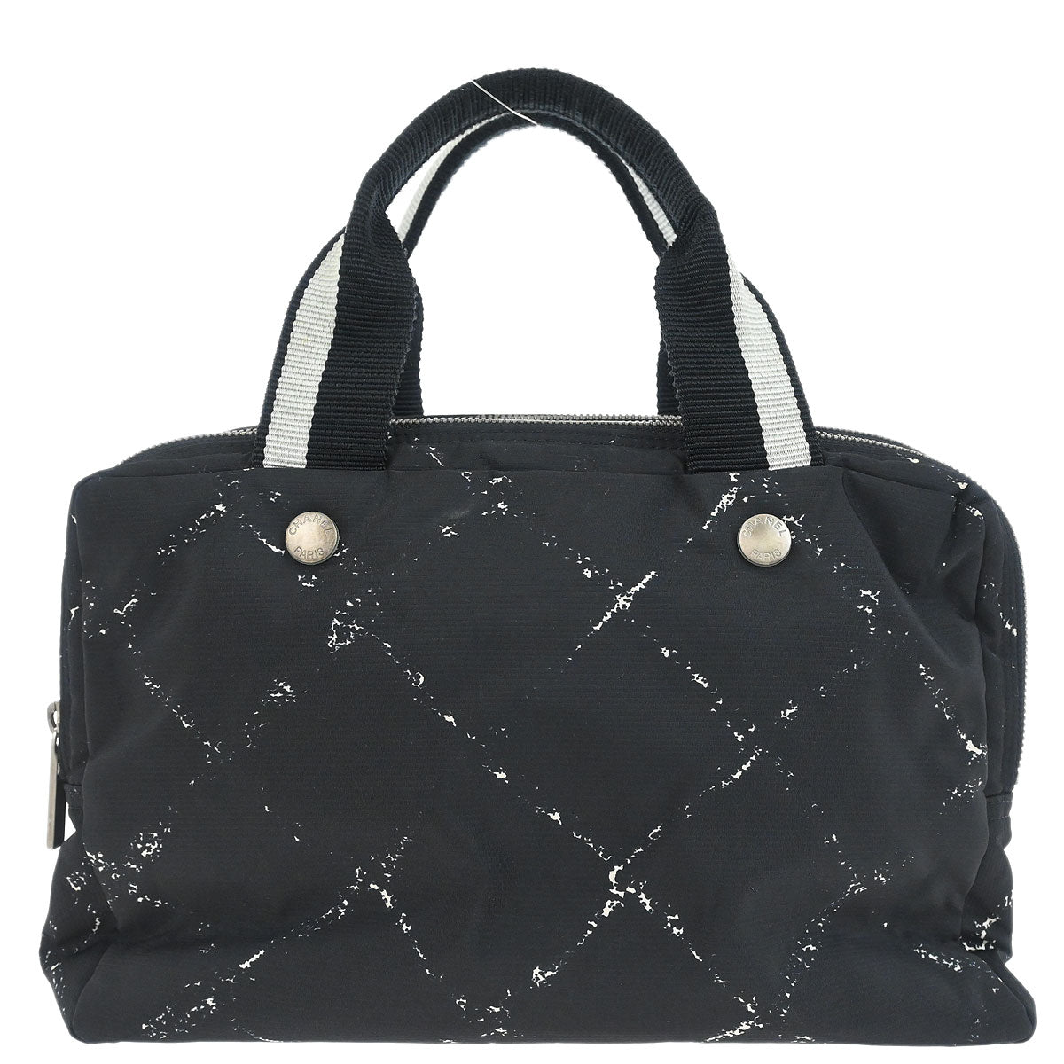 Chanel Black Jacquard Nylon Travel Line Handbag