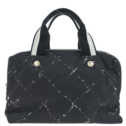 Chanel Black Jacquard Nylon Travel Line Handbag
